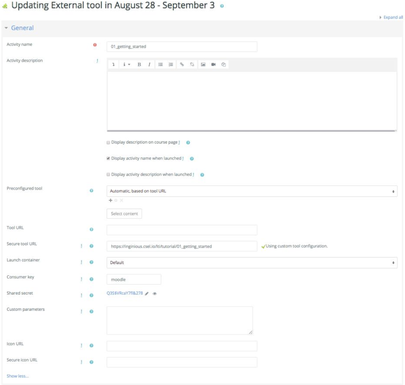 Moodle LTI general example